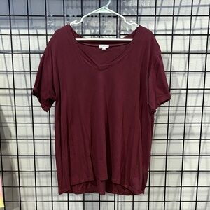 Loanna Women's Deep Burgundy V-Neck Tee